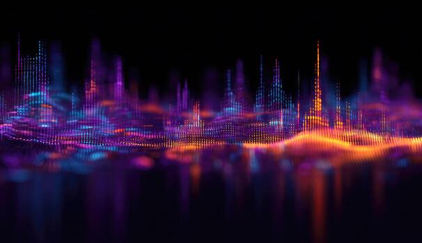 A city with lights and a sound wave photo