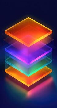 A colorful cube with neon lights photo