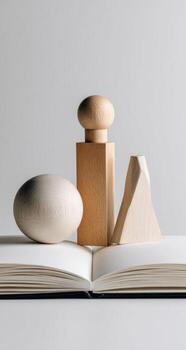 A book with a wooden object on top of it photo