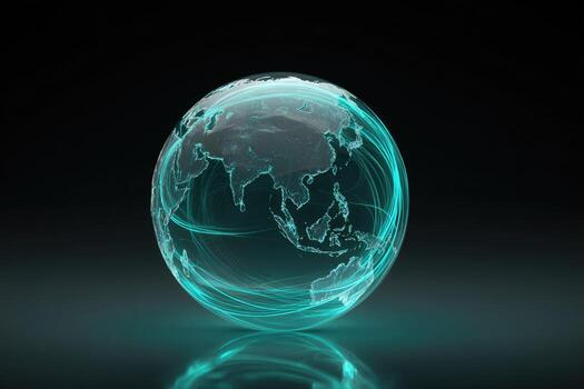 A globe with glowing lines on it photo