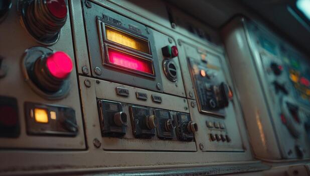 The control panel of a train photo
