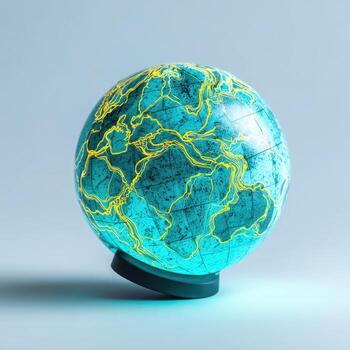 A globe with a glowing blue and yellow surface photo