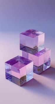 Three purple and pink blocks stacked on top of each other photo