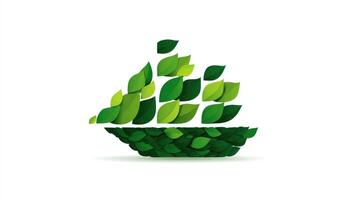 un verde barco hecho fuera de hojas foto