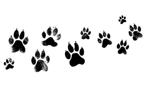 A group of dog paw prints on a white background photo