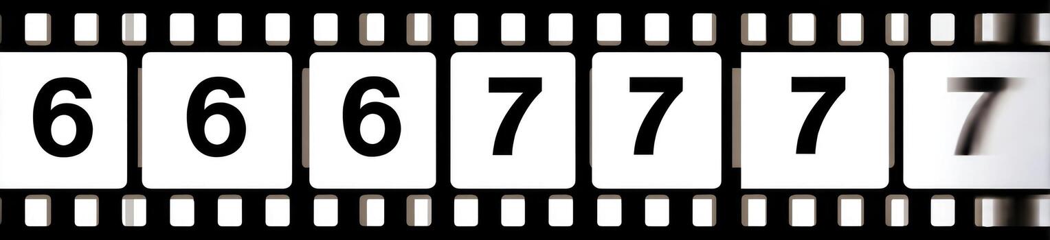 A black and white photo of a number strip