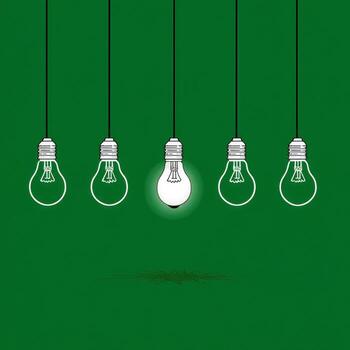 A group of light bulbs on a green background photo