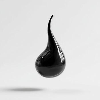 A black drop of liquid is floating in the air photo