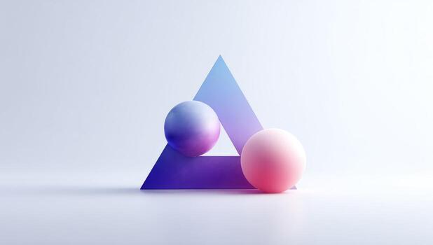 A blue and pink triangle with two eggs inside photo