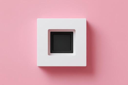 A square white box on a pink background photo