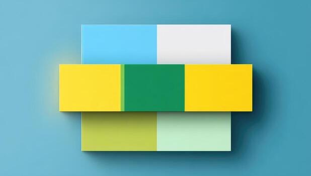 A yellow, green and blue box with a white square in the middle photo