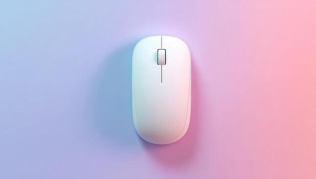 A white computer mouse on a colorful background photo