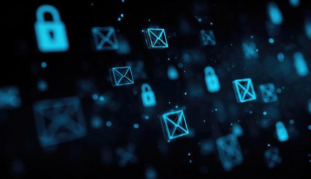 A blue background with many different icons photo