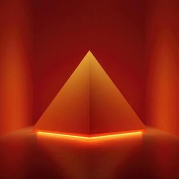 A pyramid with orange light in the middle photo