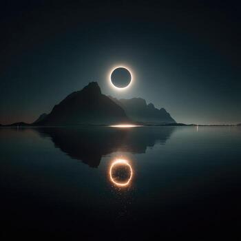 el eclipse es reflejado en el agua como eso es visto terminado un montaña foto