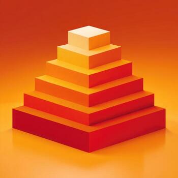 un pirámide de naranja y rojo cubitos en un naranja antecedentes foto