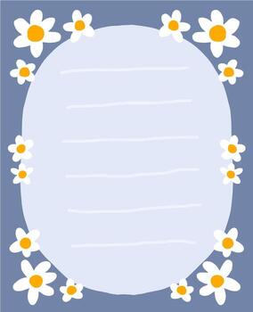 adornado con margaritas memorándum un enmarcado con flores Nota para mensajes y liza vector