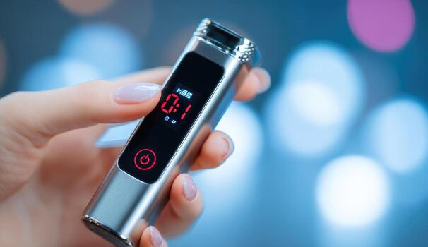 un persona participación un célula teléfono con un digital reloj en eso foto