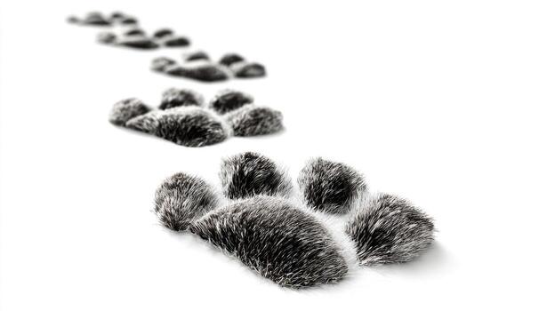 A pair of paw prints are shown on a white background photo