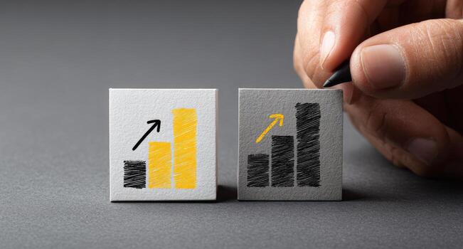 A person holding a pencil and drawing a graph on a piece of paper photo