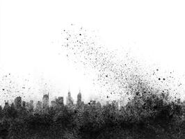 negro y blanco foto de un ciudad horizonte con un chapoteo de pintar