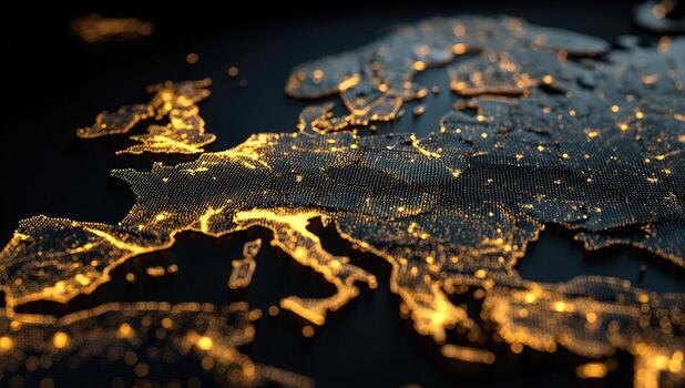 European map with lights on it photo