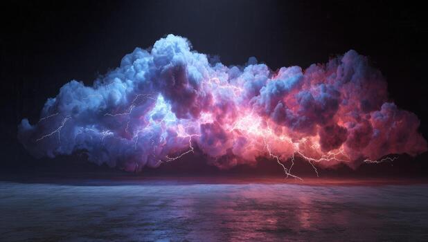 Clouds and lightning in a dark room photo