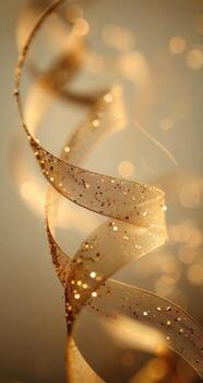 Golden ribbon on a dark background photo