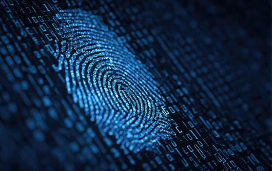 A fingerprint is shown on a computer screen photo