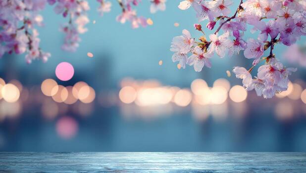 Cherry blossom tree with bokeh background photo