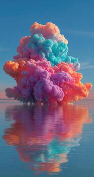 A colorful cloud is floating in the water photo