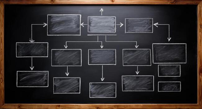 un pizarra con un diagrama de un familia árbol en eso foto