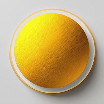 A golden button on a white background photo