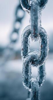Chain link with ice on it photo