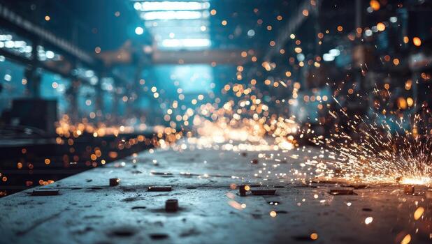 un fábrica con chispas y chispas en el antecedentes foto