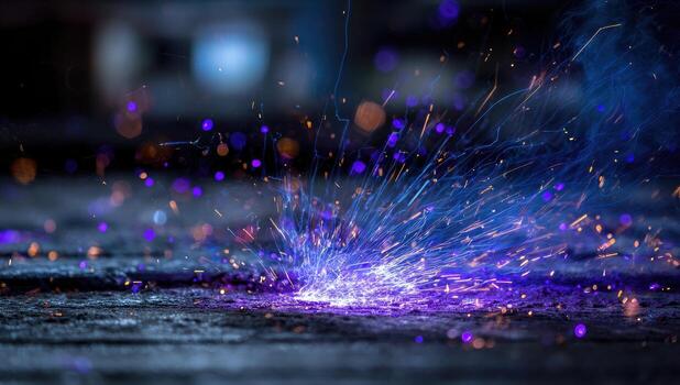 A close up of a spark of blue sparks photo