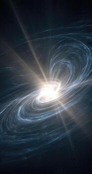 A spiral galaxy in space with a bright light photo