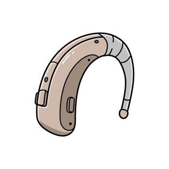 Digital hearing aid device in tan and gray with adjustable features for enhanced auditory support vector