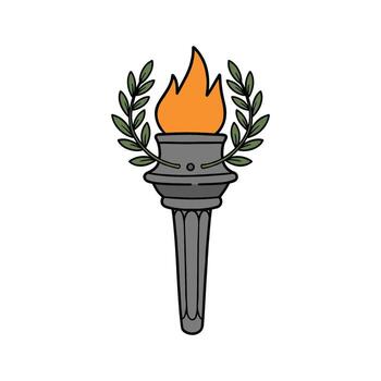 Flaming torch with laurel wreath symbolizing victory and achievement vector