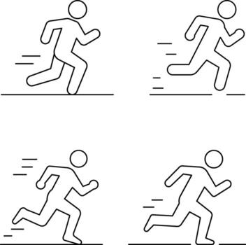 Running Man outline Icons Set of Four Figures Depicting Motion and Speed vector