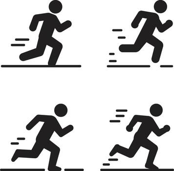 Running Man Silhouette Icon Set Sprinting Figures with Motion Lines vector