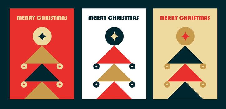 Christmas tree card with minimalistic abstract geometric vertical design for a4 vector