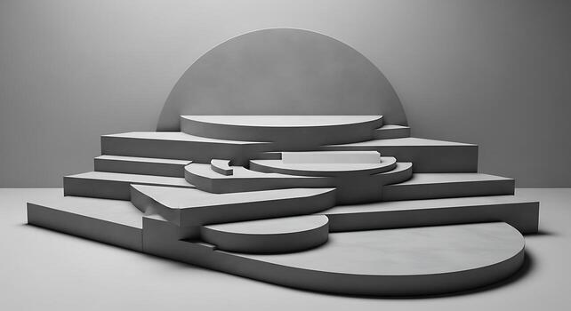 Abstract 3D Render of Geometric Shapes Modern Minimalist Background for Product Display photo