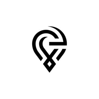 A refined 'e' map pin logo. Symbolizes finding high-end solutions for professional service locators or exclusive directories. vector