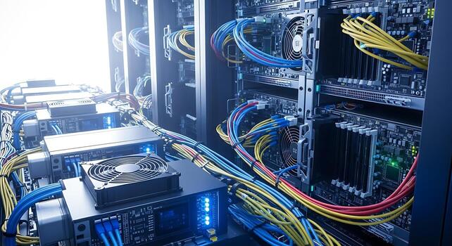 Data Center Server Racks Technology Network Data Security Cloud Computing photo