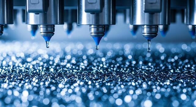 CNC Machine in Action Precision Engineering and Metalworking Process Close Up photo