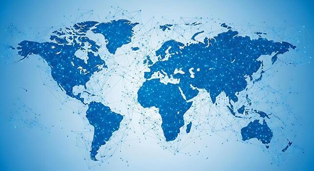 Global Network Connection Map Digital World Connected by Data and Technology photo