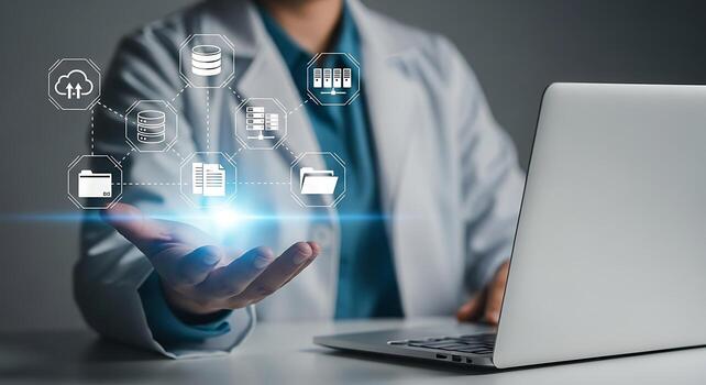 Data analysis technology concept with cloud computing and server database online document management photo