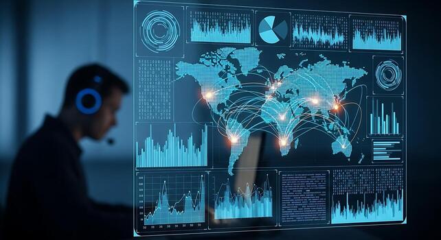 Global Data Analysis and Network Monitoring Modern Technology photo