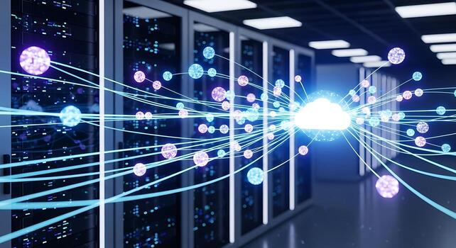 Cloud Computing Data Transfer Server Room Networking and Data Storage photo